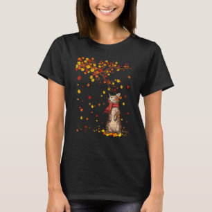 Cute Cat Kitty Autumn Fall Leaves Cat Men Women T-Shirt