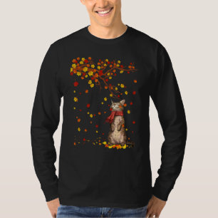 Cute Cat Kitty Autumn Fall Leaves Cat Men Women T-Shirt