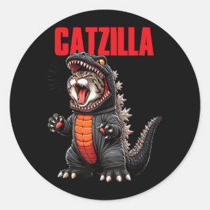 Cute Cat Kitty Catzilla for Cat Moms Cat Dads Pet Classic Round Sticker