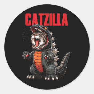 Cute Cat Kitty Catzilla For Cat Moms Cat Dads Pet  Classic Round Sticker