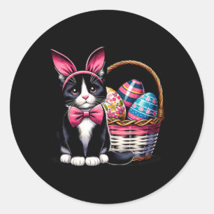 Cute Cat Kitty Easter Day Bunny Eggs Cat Lover Wom Classic Round Sticker