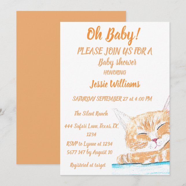 Cute Cat Kitty Kitten animal Baby Boy Girl  Invitation (Front/Back)