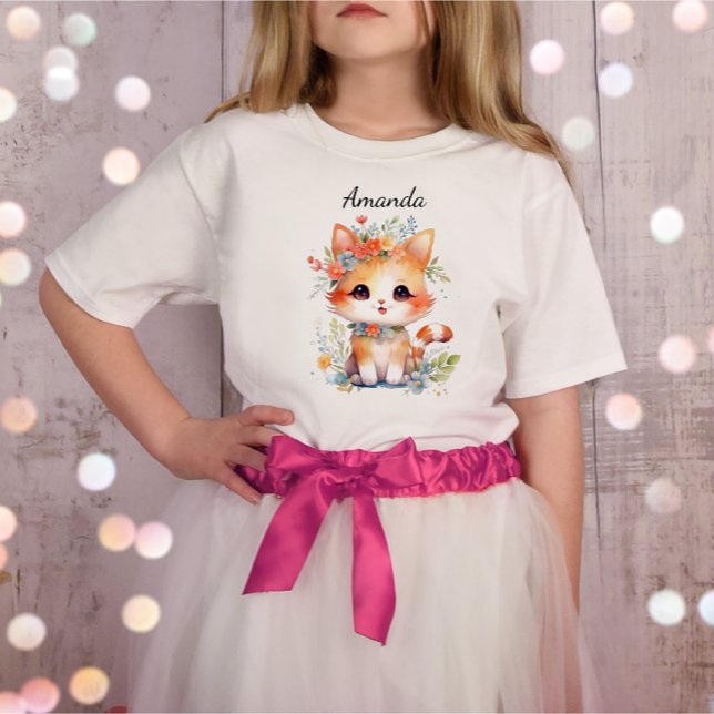 Cute Cat Kitty Kitten Cat With Flower Cat lover  T-Shirt (Creator Uploaded)