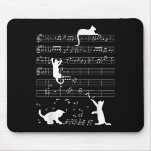 Cute Cat Kitty Playing Music Clef Piano Musician A Mouse Pad