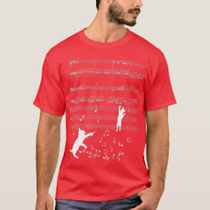 Cute Cat Kitty Playing Music Clef Piano Musician A T-Shirt