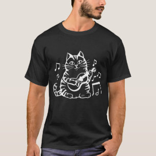 Cute Cat Kitty Playing Music Clef Piano MusT-Shirt T-Shirt