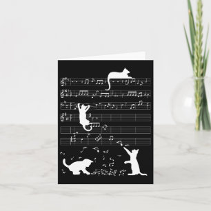 Cute Cat Kitty Playing Music Note Clef Musician Ar Card