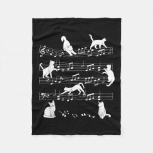 Cute Cat Kitty Playing Music Note Clef Musician Ar Fleece Blanket