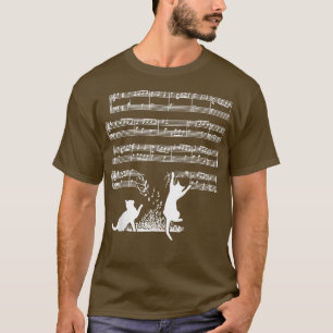 Cute Cat Kitty Playing Music Note Clef Musician Ar T-Shirt