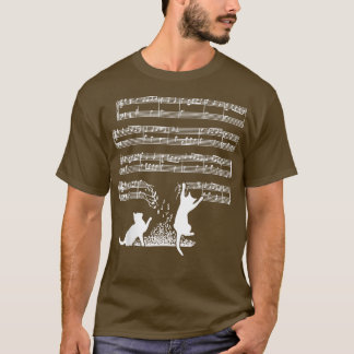 Cute Cat Kitty Playing Music Note Clef Musician Ar T-Shirt