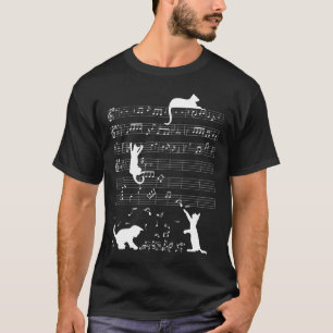 Cute Cat Kitty Playing Music Note Clef Musician Ar T-Shirt