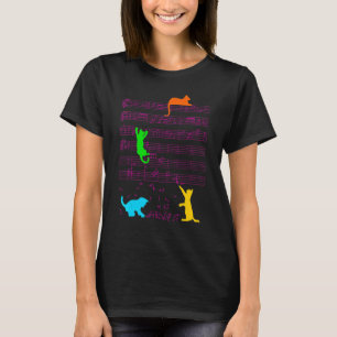 Cute Cat Kitty Playing Music Note Clef Musician T-Shirt