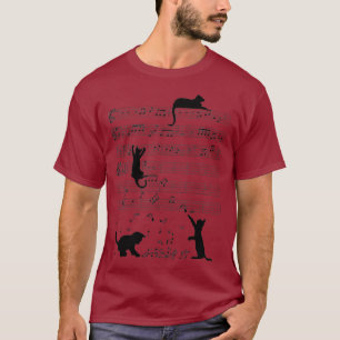 Cute Cat Kitty Playing Music Note Clef Musician T-Shirt