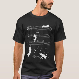 Cute Cat Kitty Playing Music Note Clef Musician T-Shirt