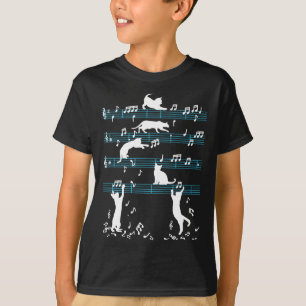 Cute Cat Kitty Playing Music Note T-Shirt