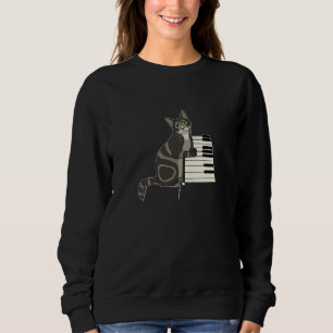 Cute Cat Kitty Playing Music Piano Musician Cat Sweatshirt