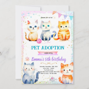 Cute cat kitty theme party invitation
