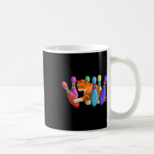 Cute Cat Knocking Over Bowling Pins Kitty Bowlers Coffee Mug