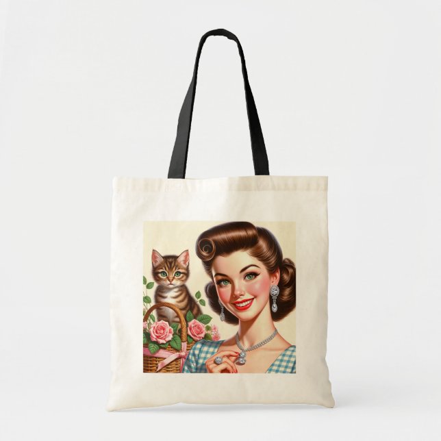 Cute Cat Lady Tote Bag (Front)