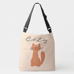 Cute Cat Lady Typography Simple Crossbody Bag