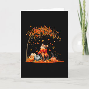 Cute Cat Leaf Fall Autumn Shirt For Cat Lovers Card