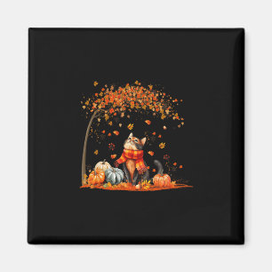 Cute Cat Leaf Fall Autumn Shirt For Cat Lovers  Magnet
