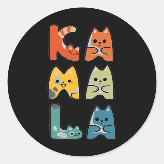 Cute Cat Lettering Positive  Classic Round Sticker (Front)
