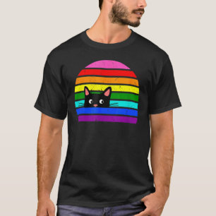 Cute Cat LGBTQ Pride Rainbow Flag Colours Predist T-Shirt
