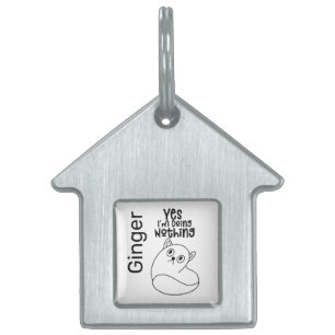 Cute Cat Line Drawing Yes I'm Doing Nothing Pet ID Tag