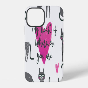 Cute cat: love lettering illustration. iPhone 12 case