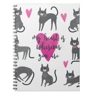 Cute cat: love lettering illustration. notebook