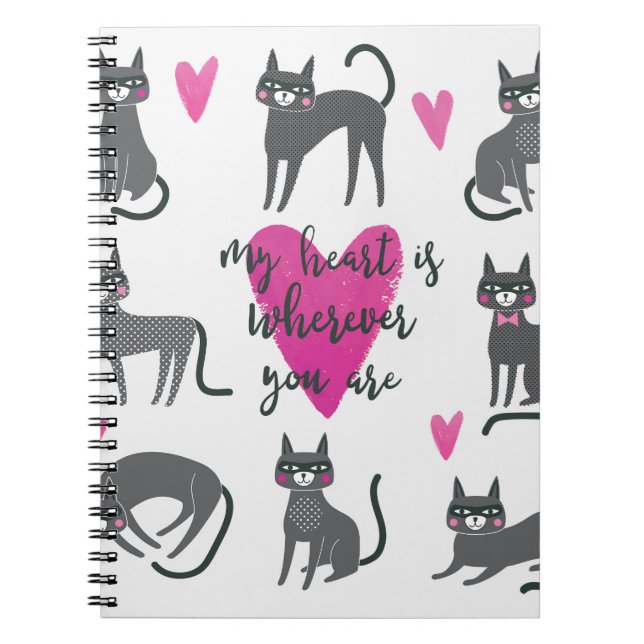 Cute cat: love lettering illustration. notebook (Front)