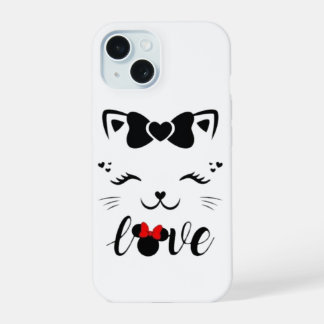 Cute Cat Love Minnie Mouse Ribbon iPhone Case