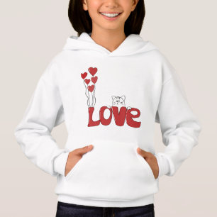 Cute Cat Love Typography Red Hearts   Valentine