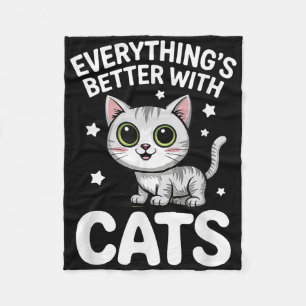 Cute Cat Lover Adults Or Kids Boys Girls Cats Fleece Blanket