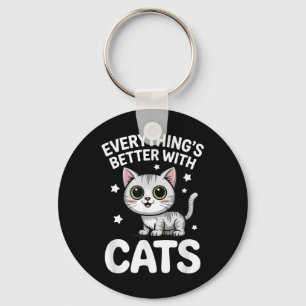 Cute Cat Lover Adults Or Kids Boys Girls Cats Key Ring