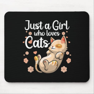 Cute Cat Lover Art For Girls Women Kids Kitty Lady Mouse Pad