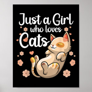 Cute Cat Lover Art For Girls Women Kids Kitty Lady Poster