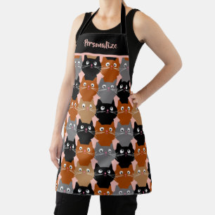Cute Cat Lover Feline Kittens Pattern Personalized Apron