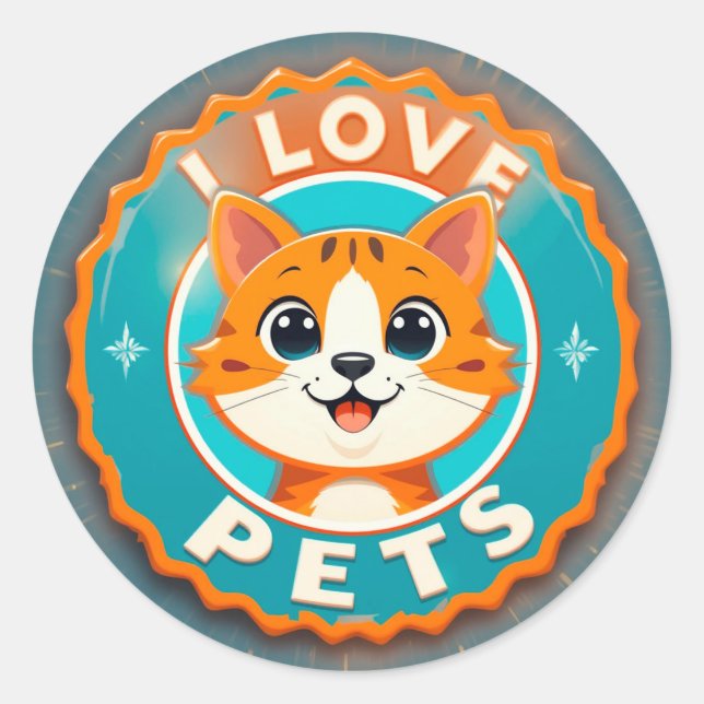 🐱 Cute Cat Lover Gift For Pet Owners And Cat Fans Classic Round Sticker (Front)