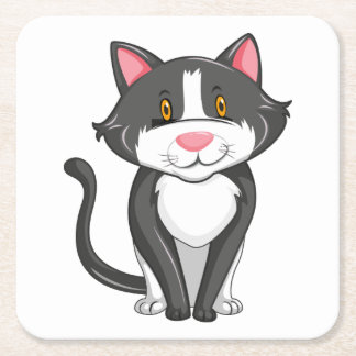 Cute Cat Lover Gift Grey Kitten Funny Grey Kitty Square Paper Coaster