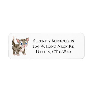 Cute Cat Lover Grey Tabby Tiger Kitten Kitty Mum Return Address Label