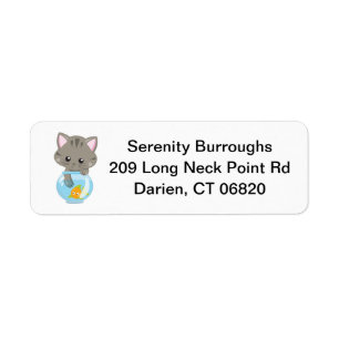 Cute Cat Lover Grey Tabby Tiger Kitten Kitty Mum Return Address Label