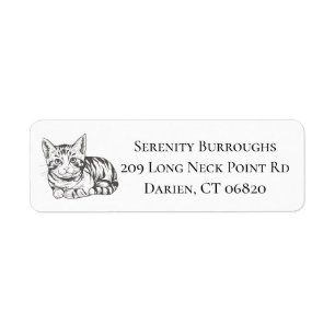 Cute Cat Lover Grey Tabby Tiger Kitten Kitty Mum Return Address Label