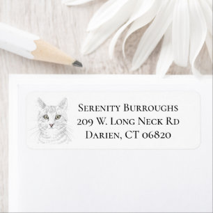 Cute Cat Lover Grey Tabby Tiger Kitten Kitty Mum Return Address Label