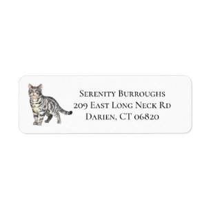 Cute Cat Lover Grey Tabby Tiger Kitten Kitty Mum Return Address Label