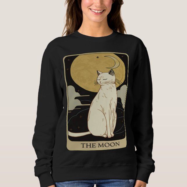 Cute Cat Lover, Moon Tarot Card, Cat Tarot Card, F Sweatshirt (Front)
