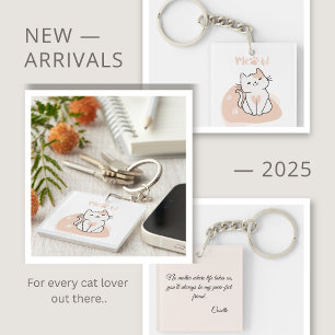 Cute Cat Lover Personalized Keychain with Message