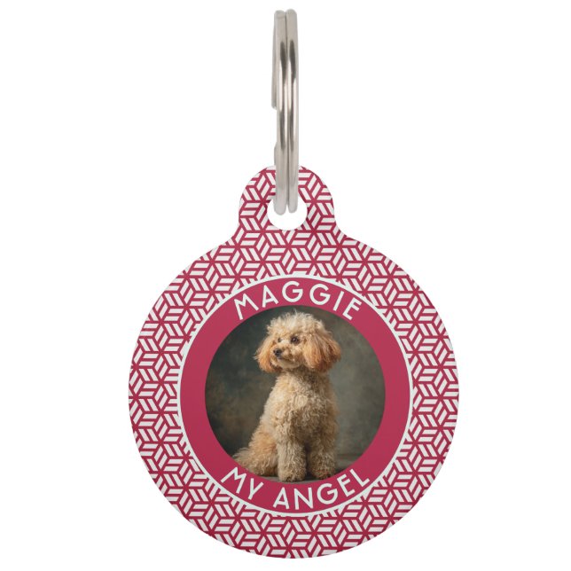 Cute Cat Lover Present Honeycomb Pattern Pet Tag (Front)