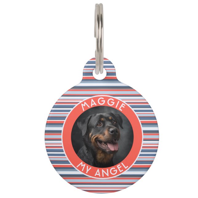 Cute Cat Lover Present Stripes Pattern Pet Tag (Front)